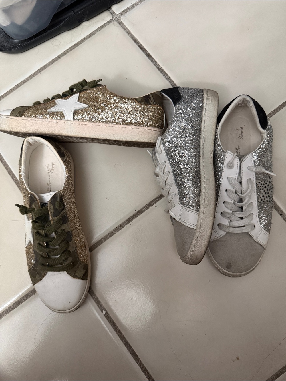 Glitter Star Sneakers - Gold & Silver